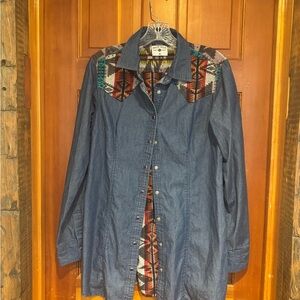 Crazy Train Multicolor Patterned Denim Shirt